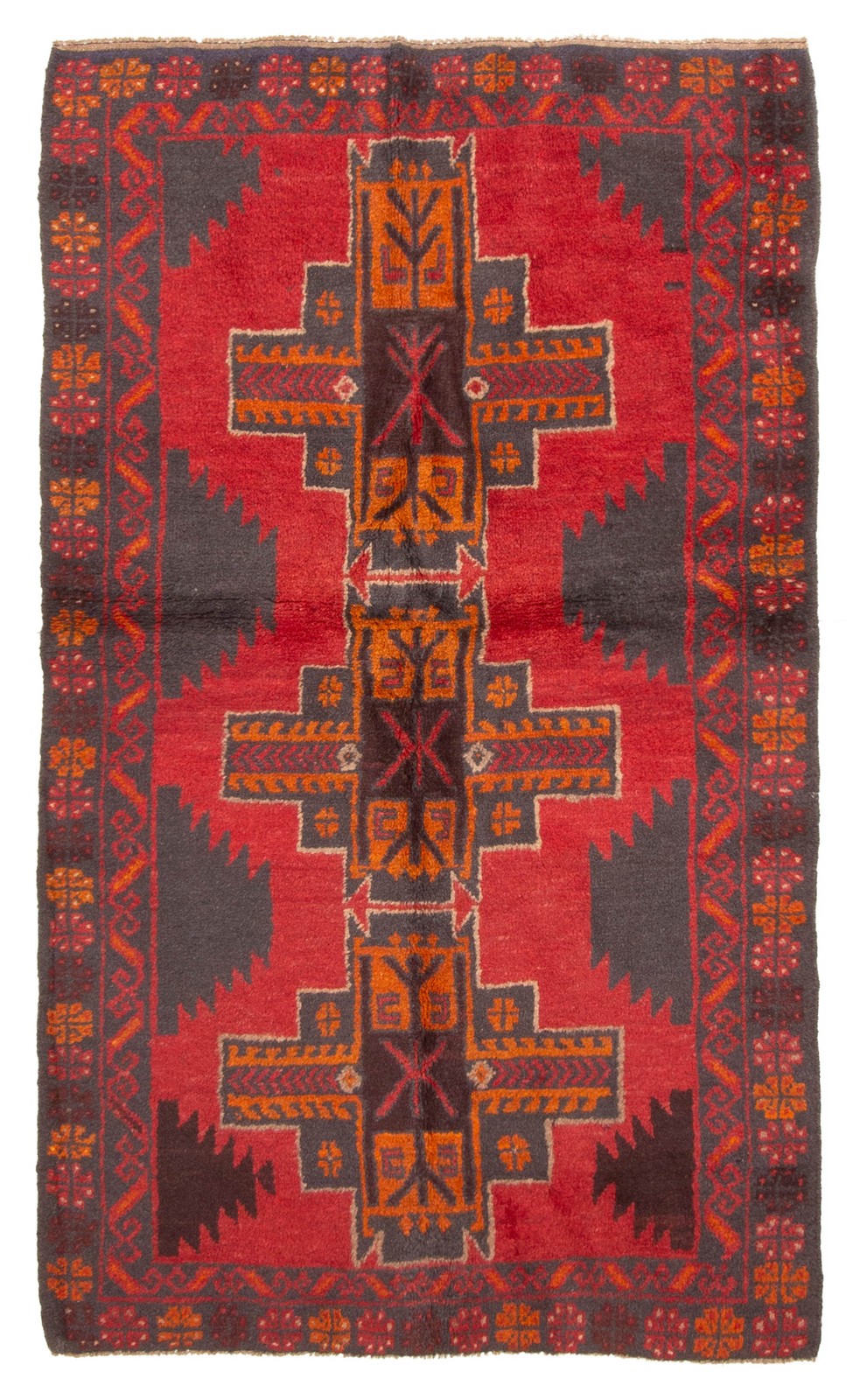 Vintage Hand-Knotted Area Rug 3’6″ x 5’9″ Traditional Oriental Wool Carpet