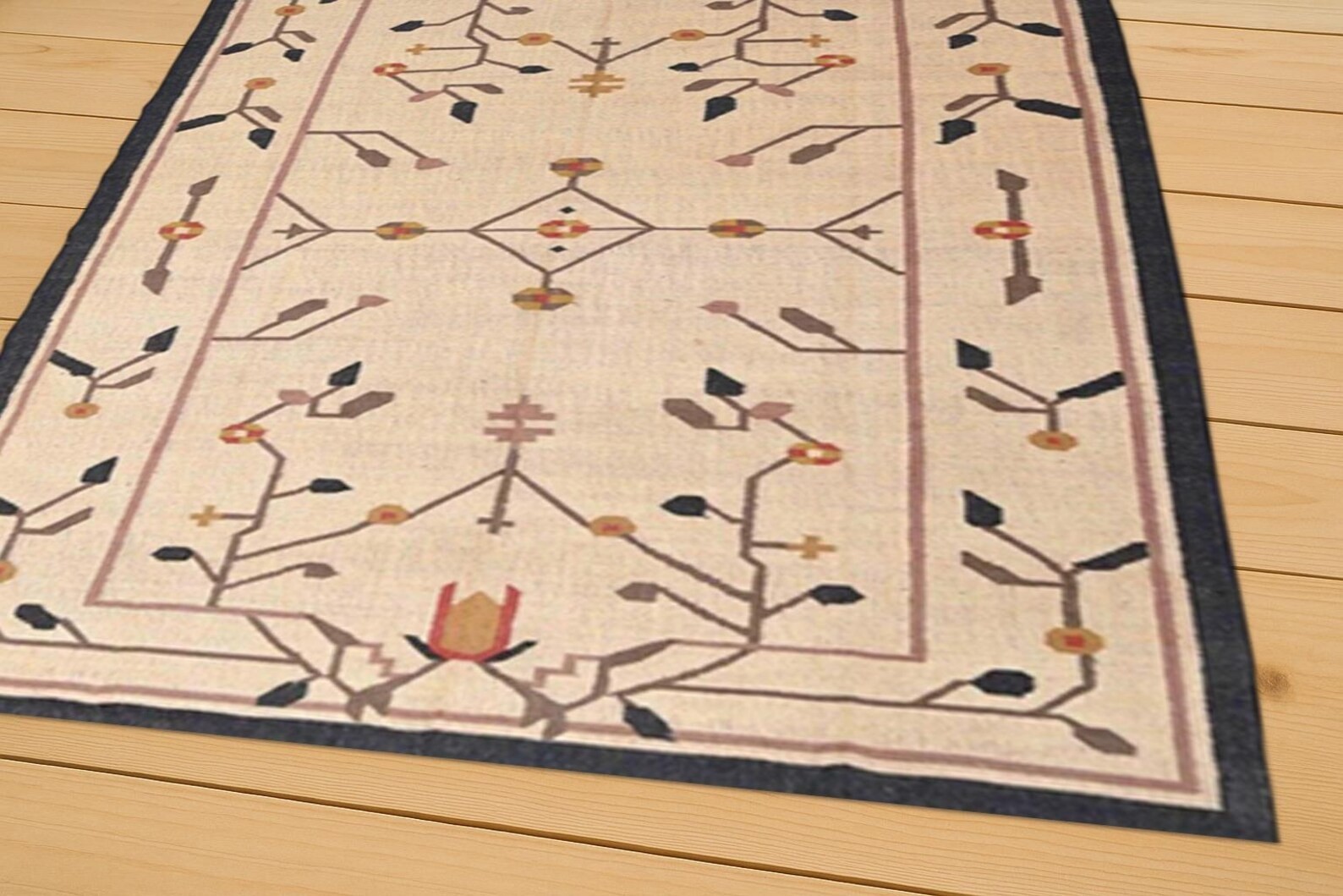 Handwoven Cotton Wool Jute Kilim Rug Color Multicolor Design Handmade Carpet Rug