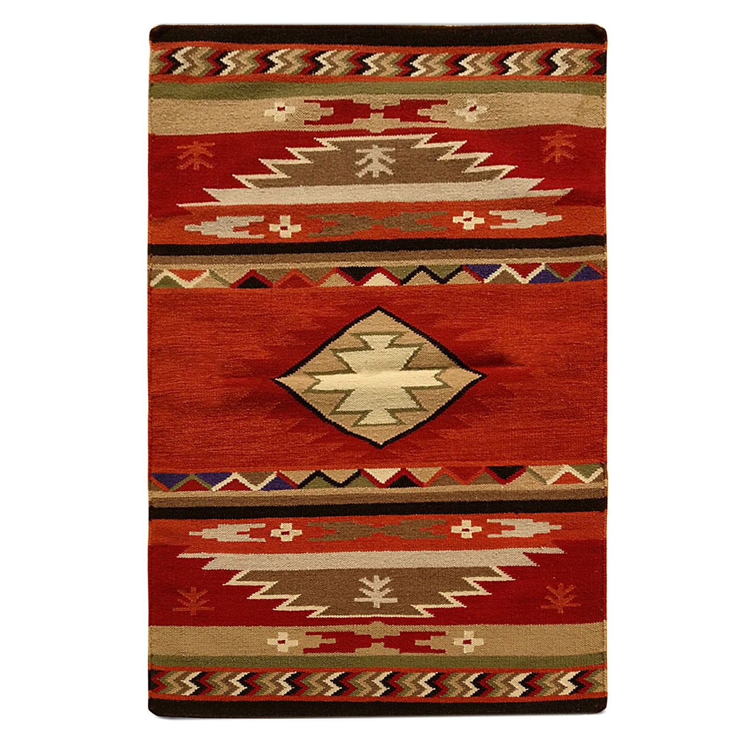 Red Navajo Wool Rug Southwest Style Mexican Native American Tribal Rug 4×7 ft