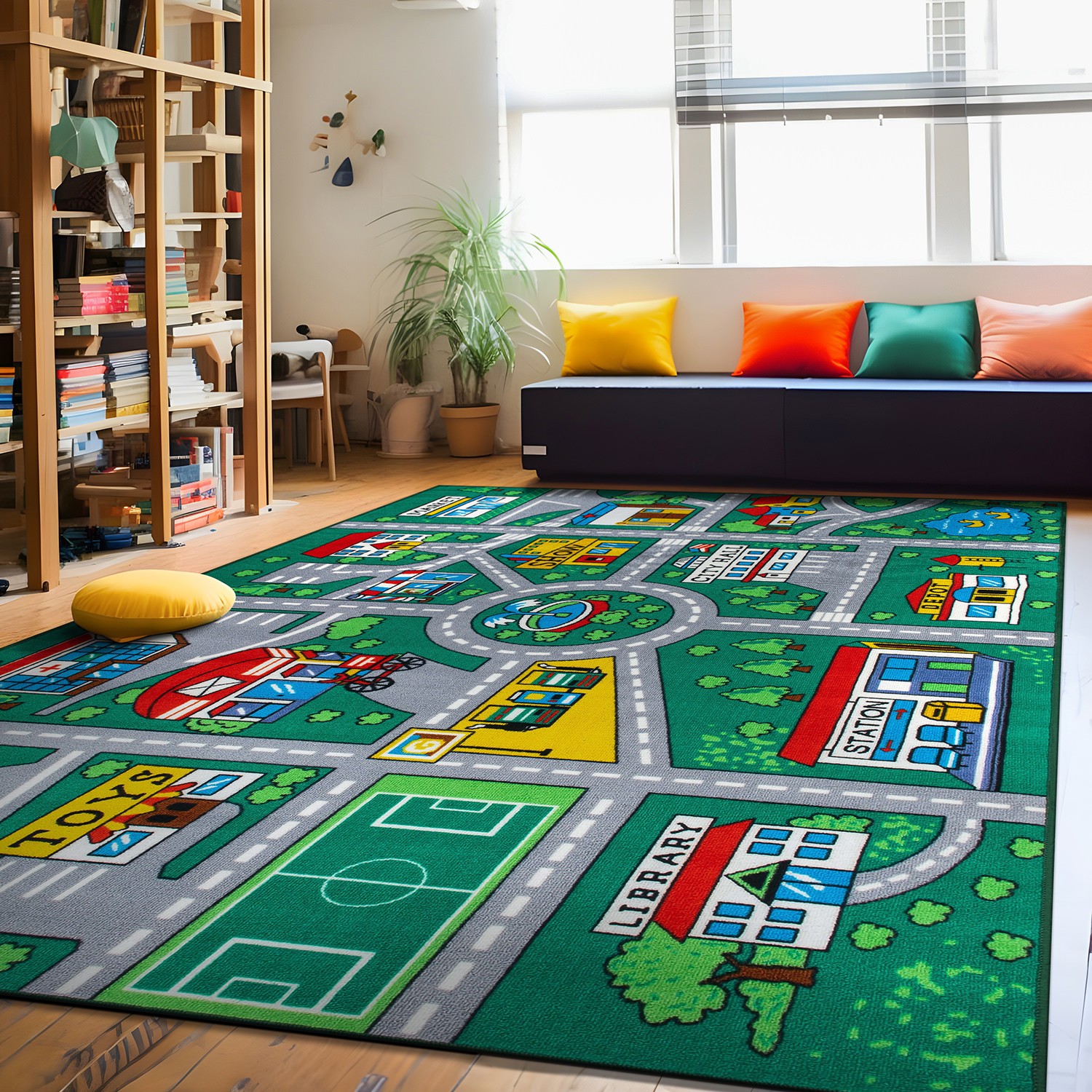 Kids Rugs Kids Playmat Road Traffic Educational Non Slip Childrens Rugs 6’6″x9′