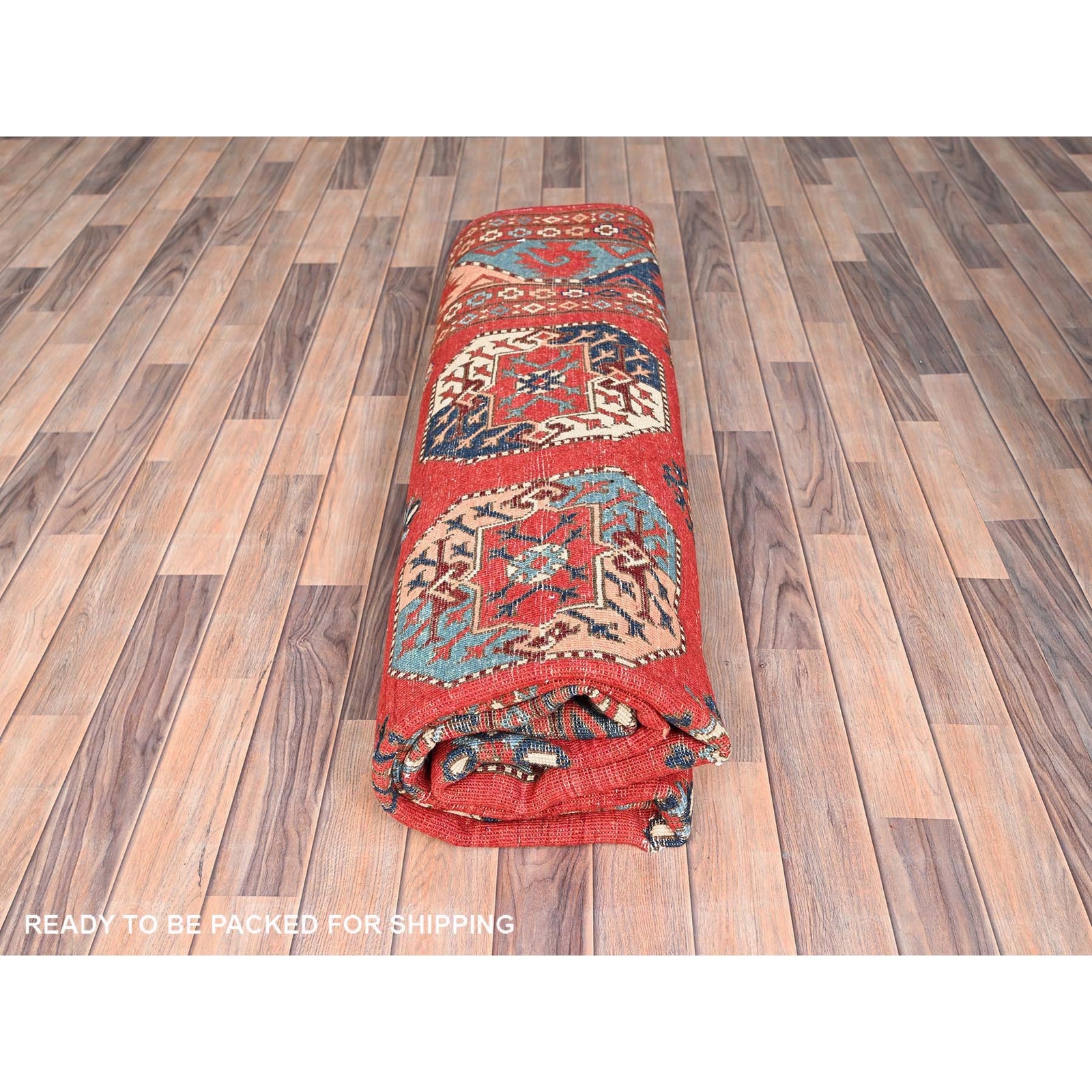 8’2″x9’10” Red Hand Knotted Afghan Special Kazak Pure Wool Oriental Rug R85416