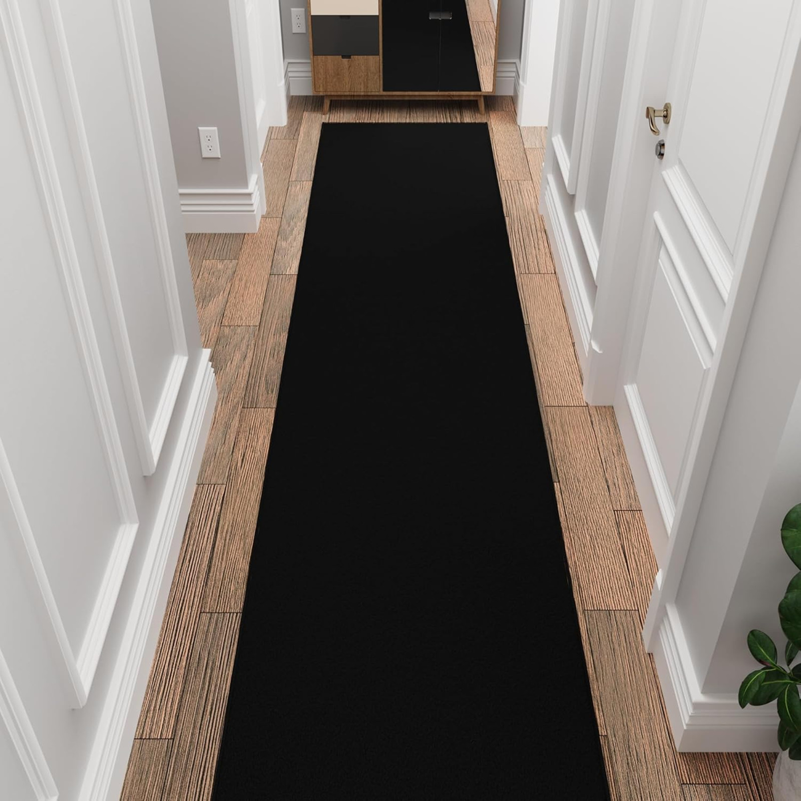 Living Room Area Rug, Non Slip Rubber Backing, Low Pile Carpet, 4×8 Feet, Black