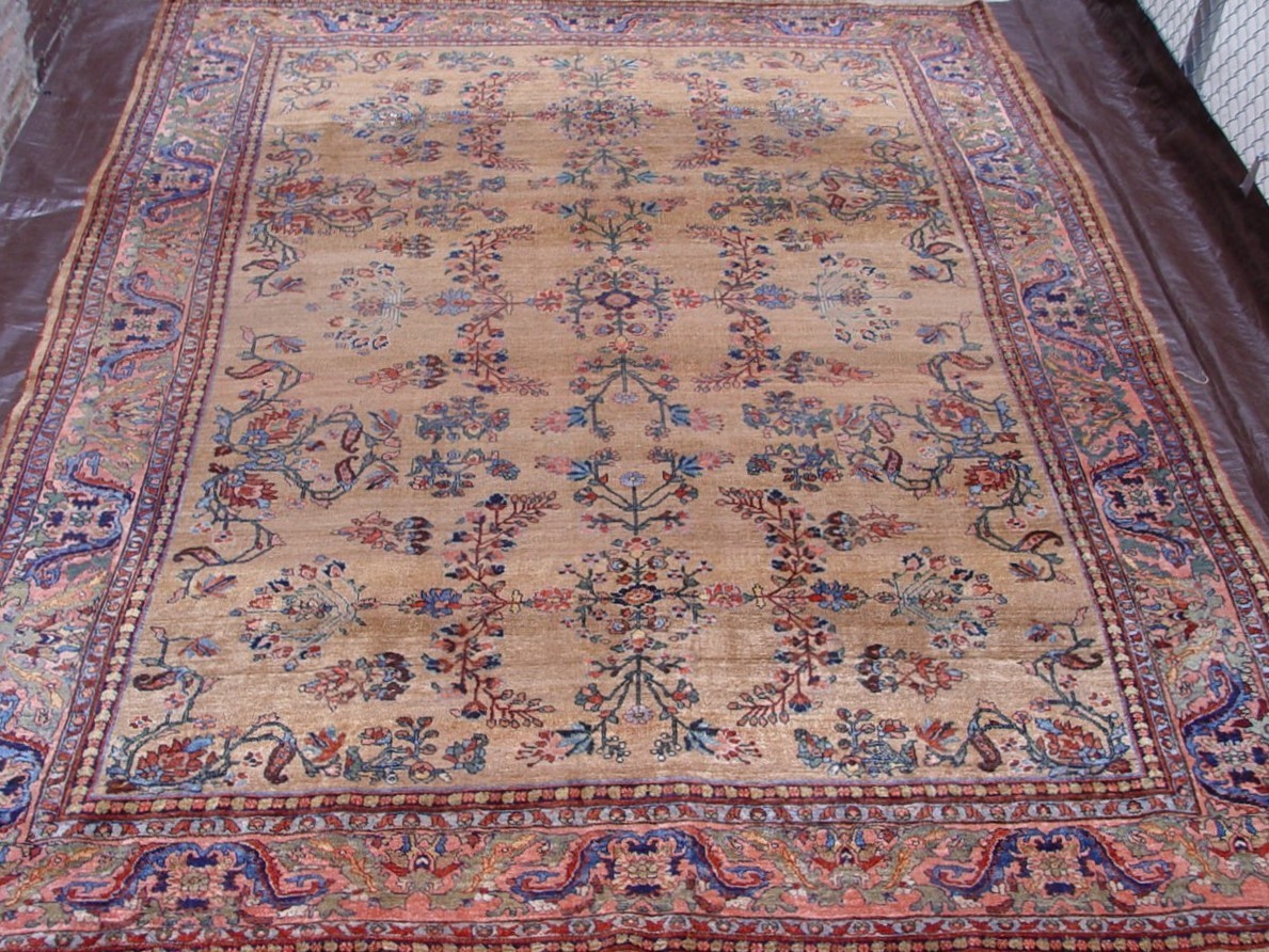 Rare Antique Bijarr Hand Knotted Wool Kurdish Camel Hair Oriental Rug 9′ x 12′