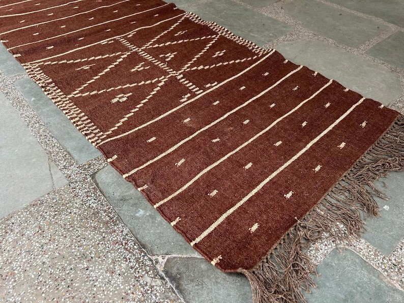 Navajo rug, tribal rug, southwestern rug Wool Jute Rug, Vintage Kilim Rug runner
