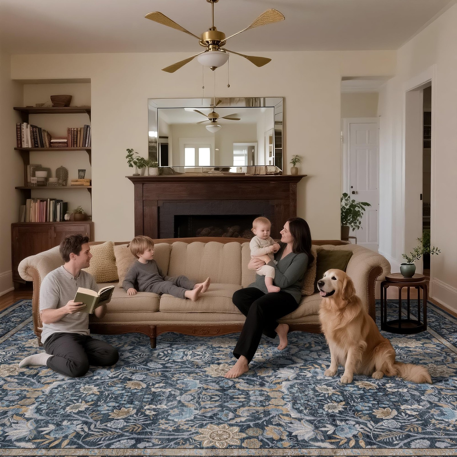 Luxcrest Blue 5×7 Area Rug Vintage Floral – Blue And Beige H080-BLUE-5070