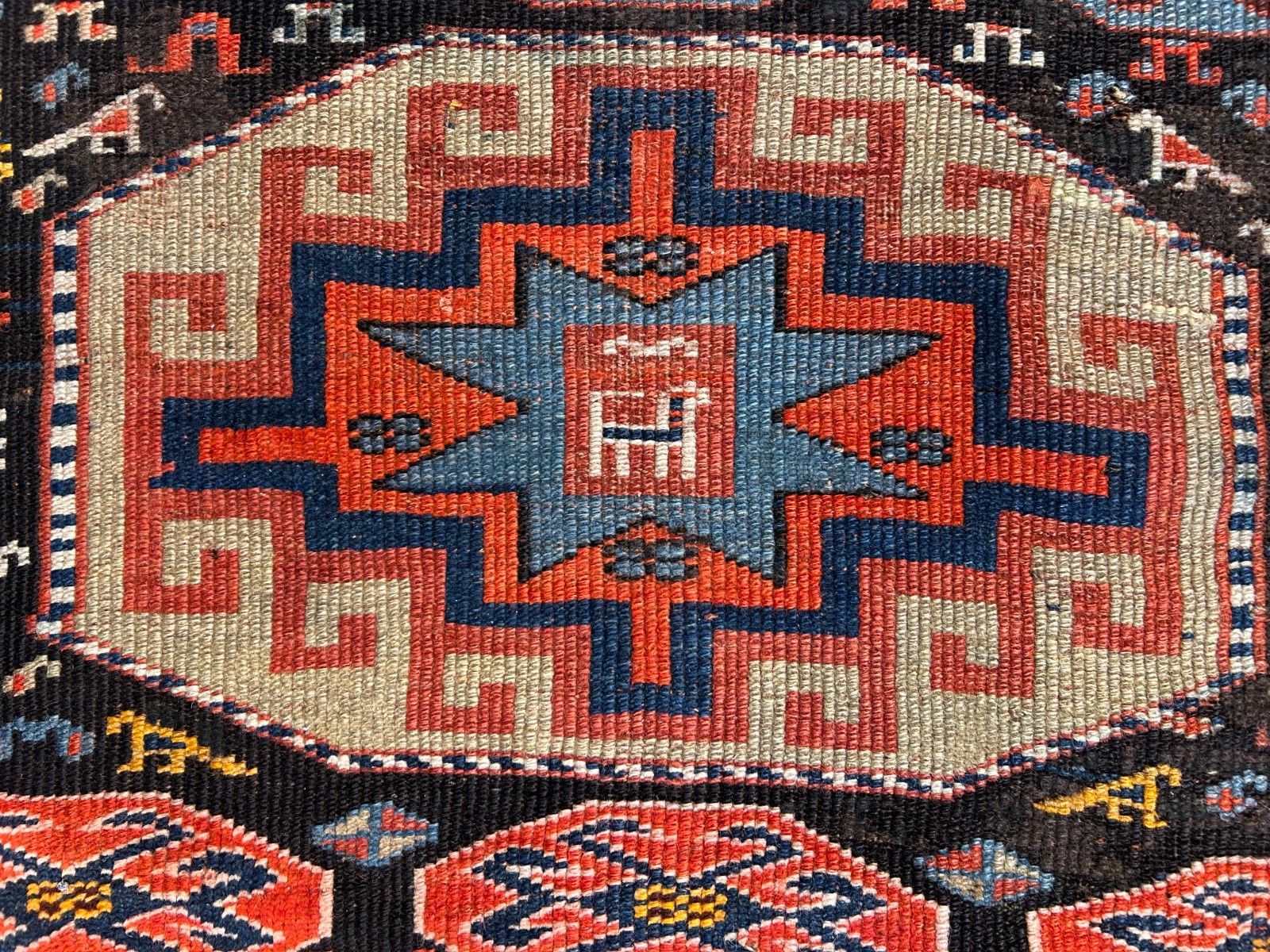 4’4″x6’4″ Antique Hand-knotted Wool Geometric Caucasian Area Rug – Russian 4×6