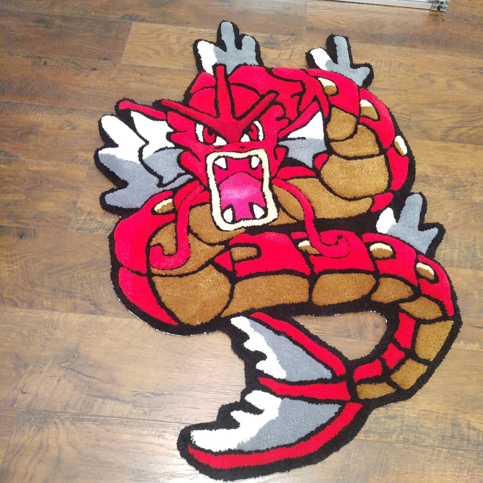 Handmade Custom Rug Gyarados Pokemon Shiny Red Anime Cartoon Dragon Water