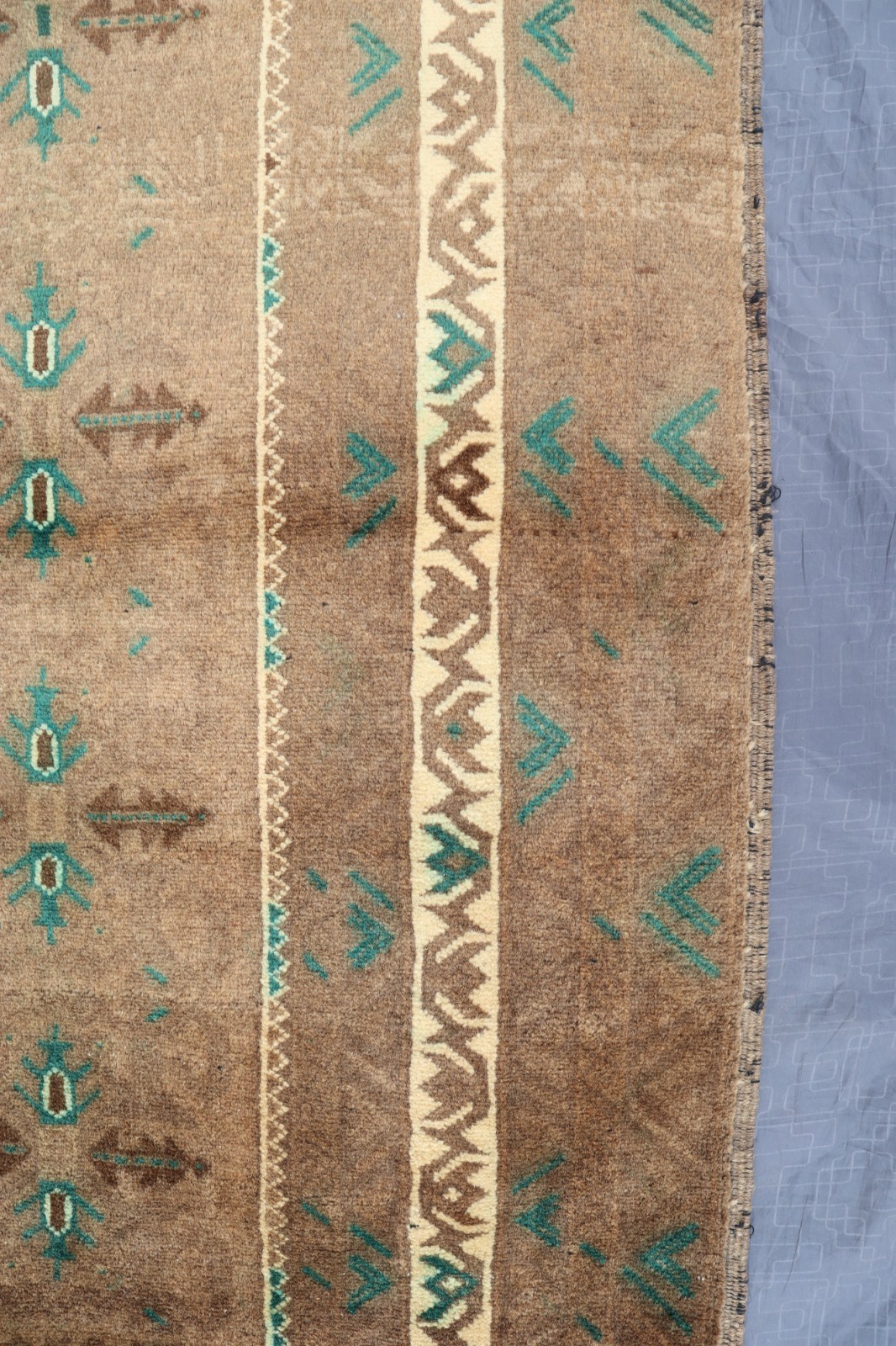 Terracotta Rug 3’8×6’3 ft Afghan Handmade Neutral Rug- Gray Caucasian Rustic Rug