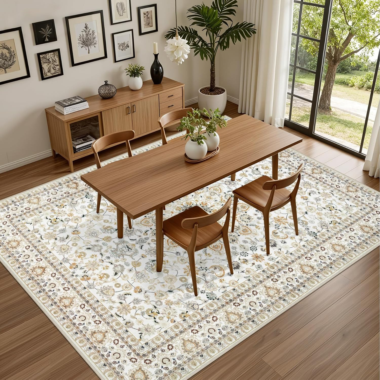 8X10 Area Rugs for Living Room: Washable Rug Soft Vintage Boho Carpet Indoor Flo
