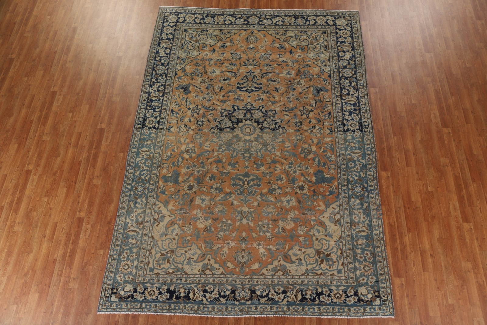 Vintage Muted Rust/ Navy Blue Traditional Najafabad Hand-knotted Area Rug 8×12