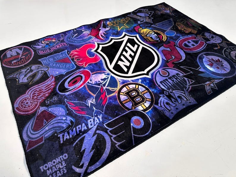 NHL Rug, Hockey Team Logos Rug, Hockey Rug, Colorful Rug, Sport Rug, Young Room