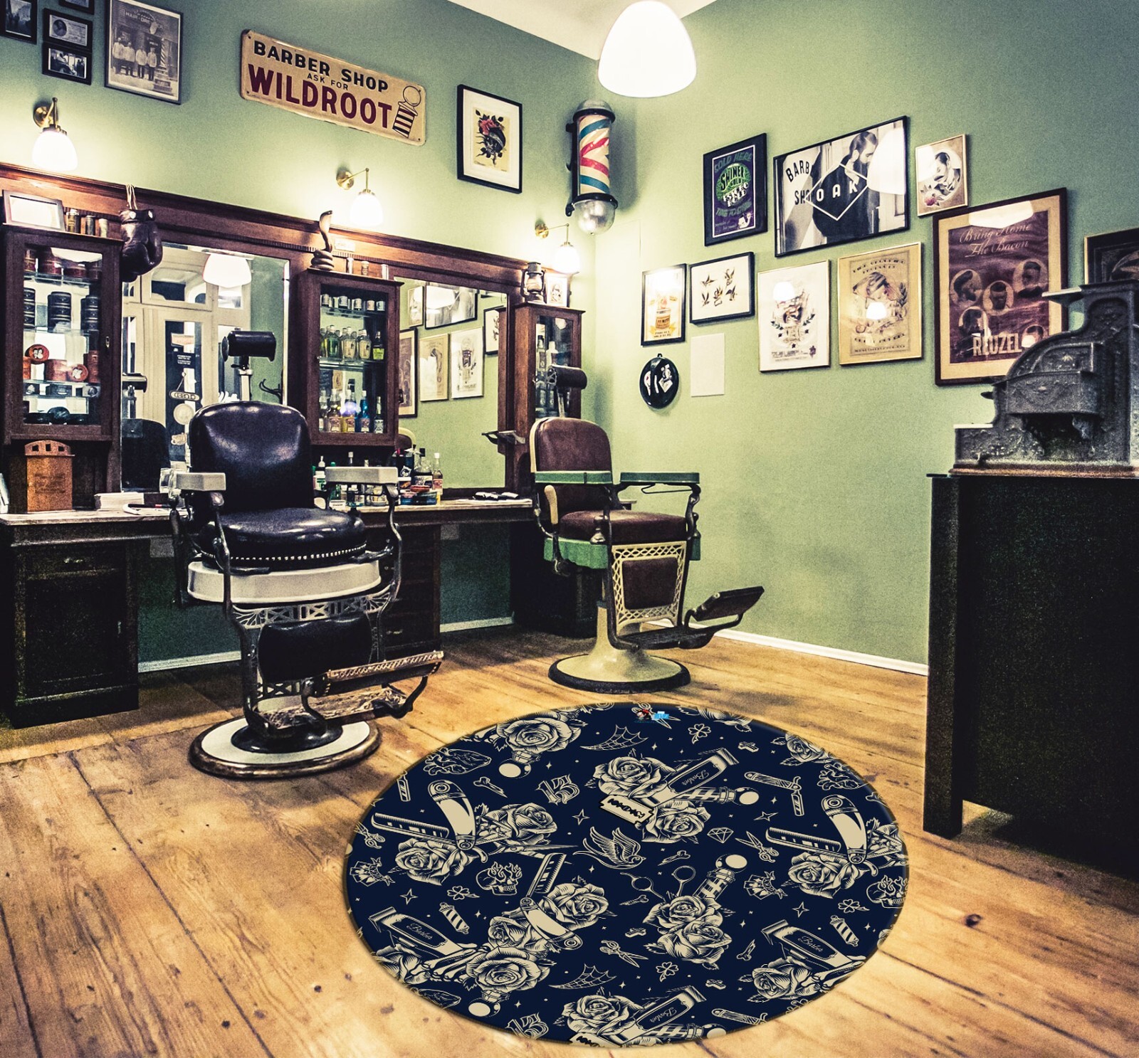 3D Sketch Flowers P072 Barber Shop Non Slip Rug Mat Elegant Photo Carpet Panda