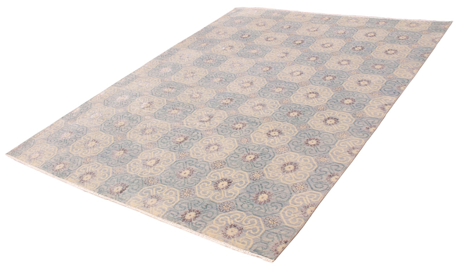 Traditional Light Blue Hand-knotted Area Rug 9’0″ x 12’0″ Oriental Carpet