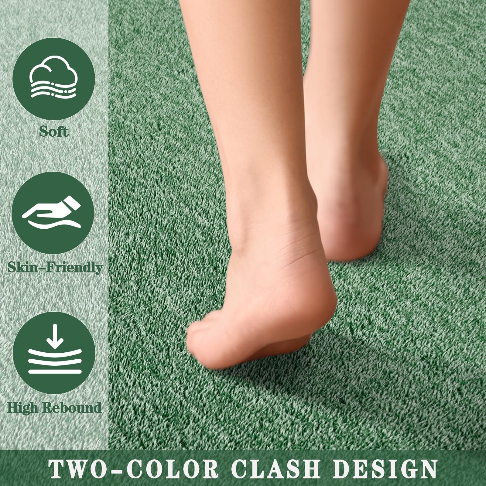 Modern Indoor Area Rug Washable Memory Foam NonSlip Green White 4×6 Ft 1 PCS