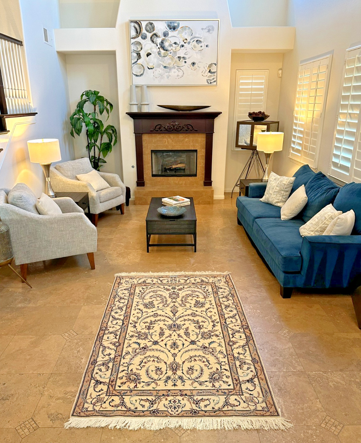 Hand Knotted Nain Style Area Rug 52″ x 82″ Floral Wool Bahrain 2003