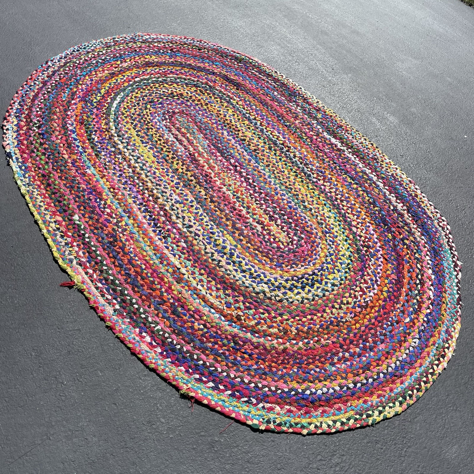 Vintage Hand Braided Woven Oval Rug 96” x 65” in. SAFAVIEH Multicolor Bohemian