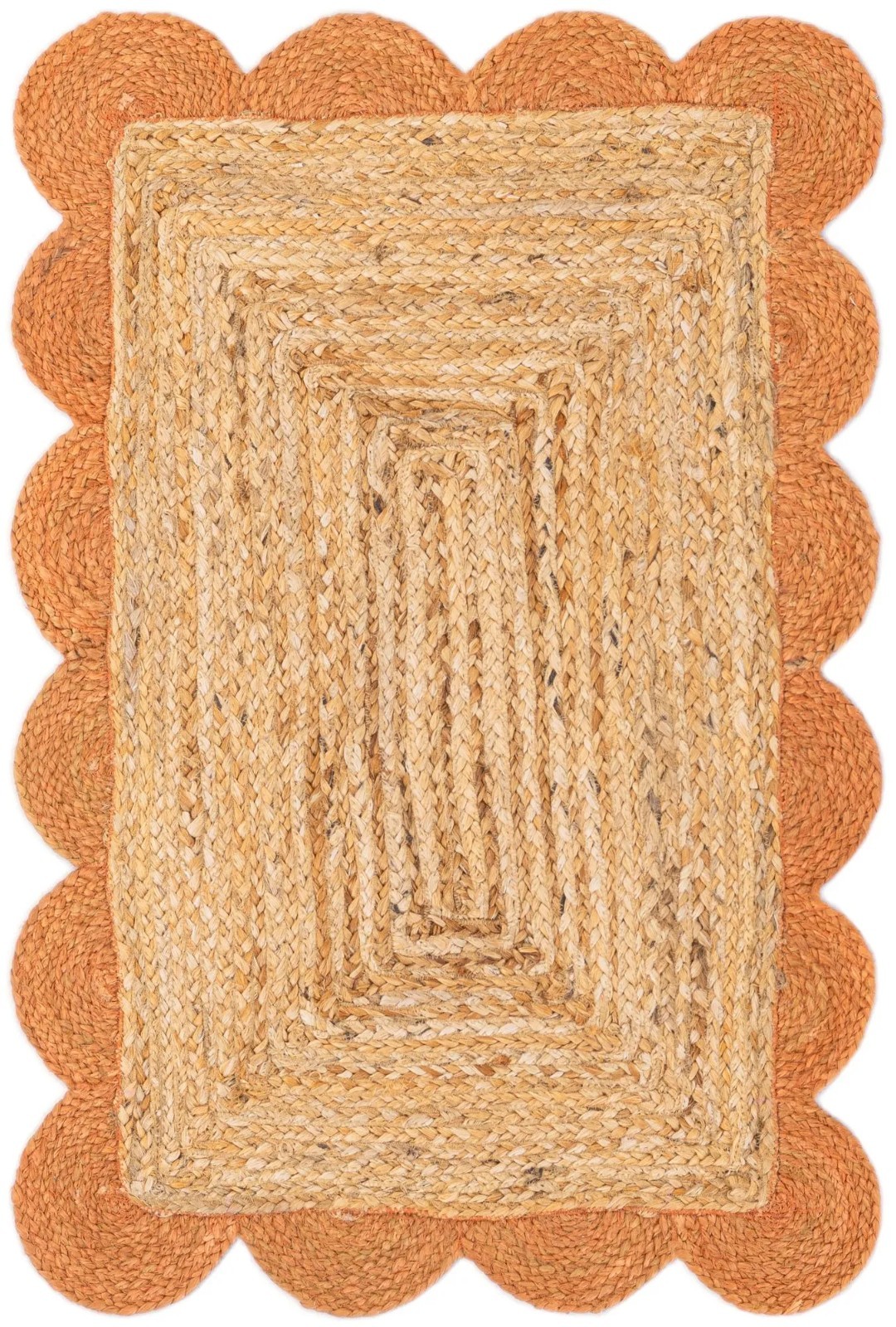 Sivi Handmade Scallop Braided Jute Rug – Natural Jute Area Rug
