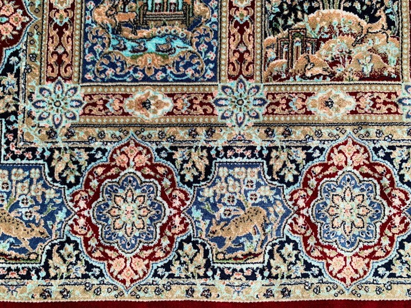 2×3 ft Luxury Silky Rug Traditional Wall Hanging Rug Floral Silk Tapestry Rug