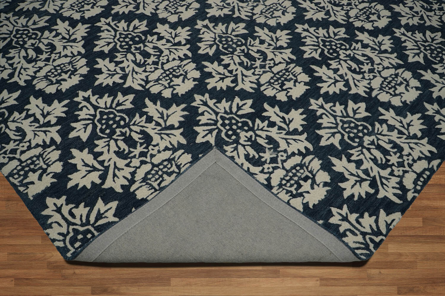 7’8″x10′ Blue Hand Tufted Transitional Floral Wool Area Rug