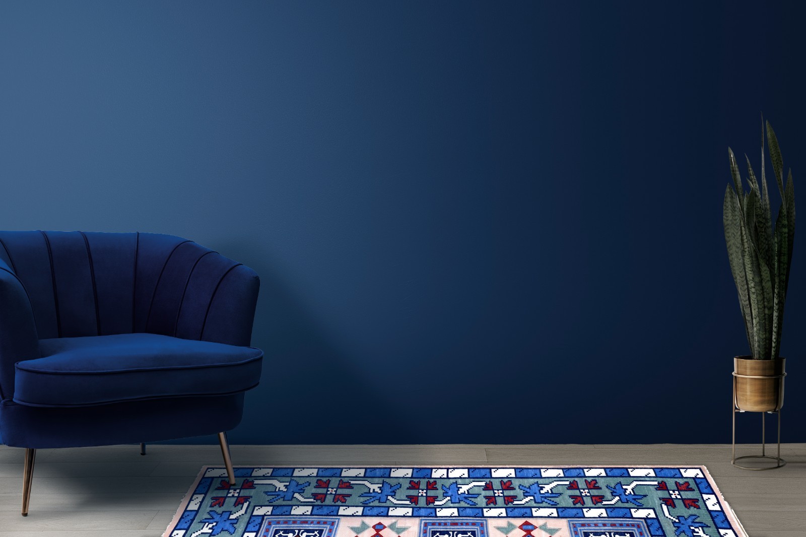 Handwoven Cotton Rug 5′ x 6’7″ Blue Tribal Geometric Dhurrie 5201