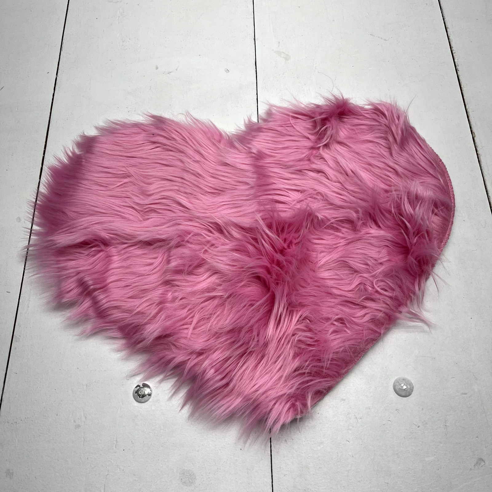 Pink Fuzzy Heart Shape Small Area Rug One Size