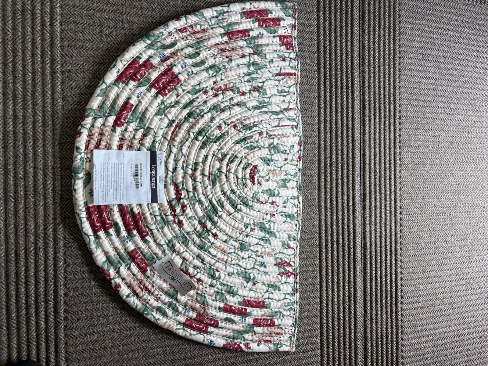 Longaberger Heirloom Floral Braided Half Moon Rug 18*30 Inch