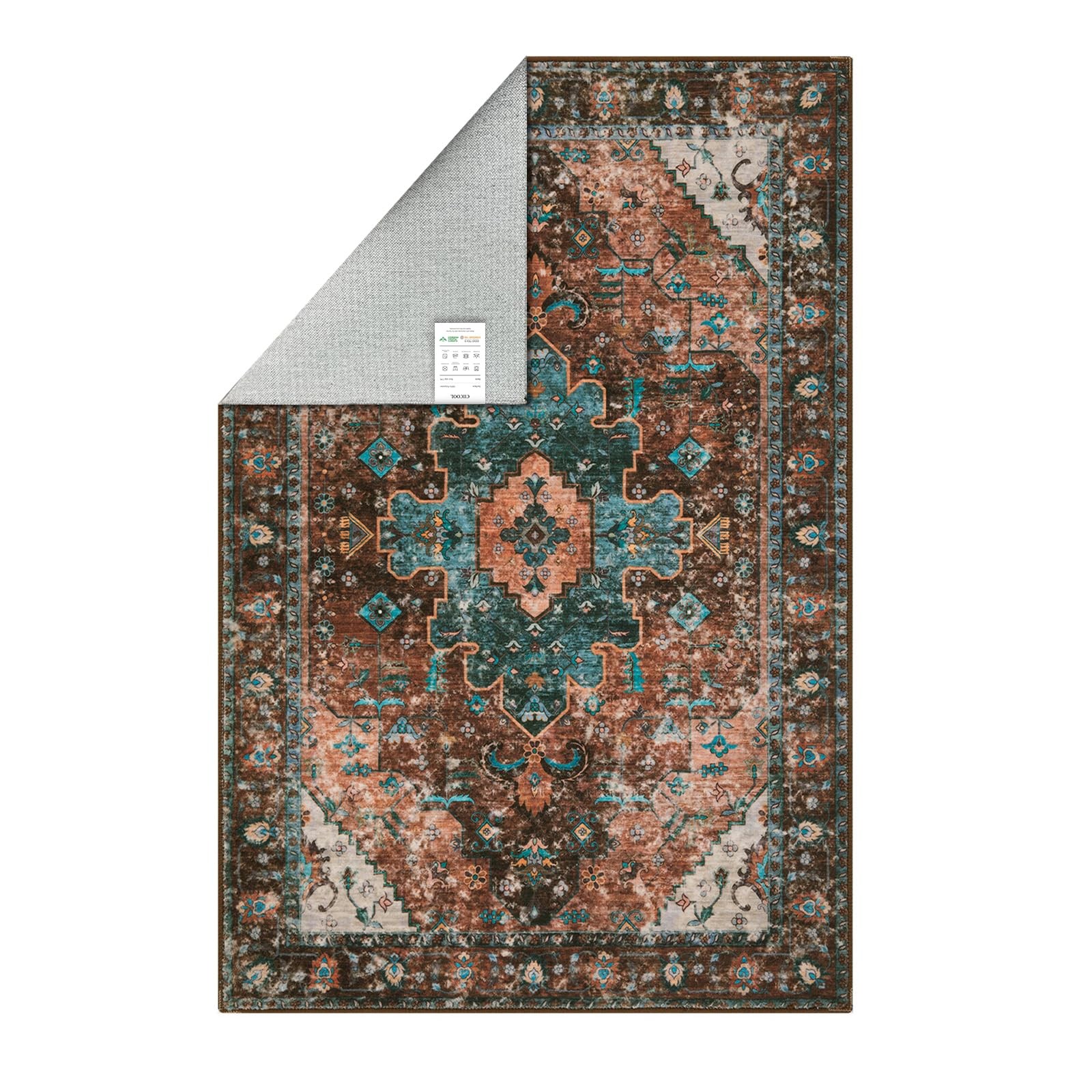 Washable Vintage Area Rug, 2x3ft Small Boho Rug, Ultra Soft Rugs for Entryway…
