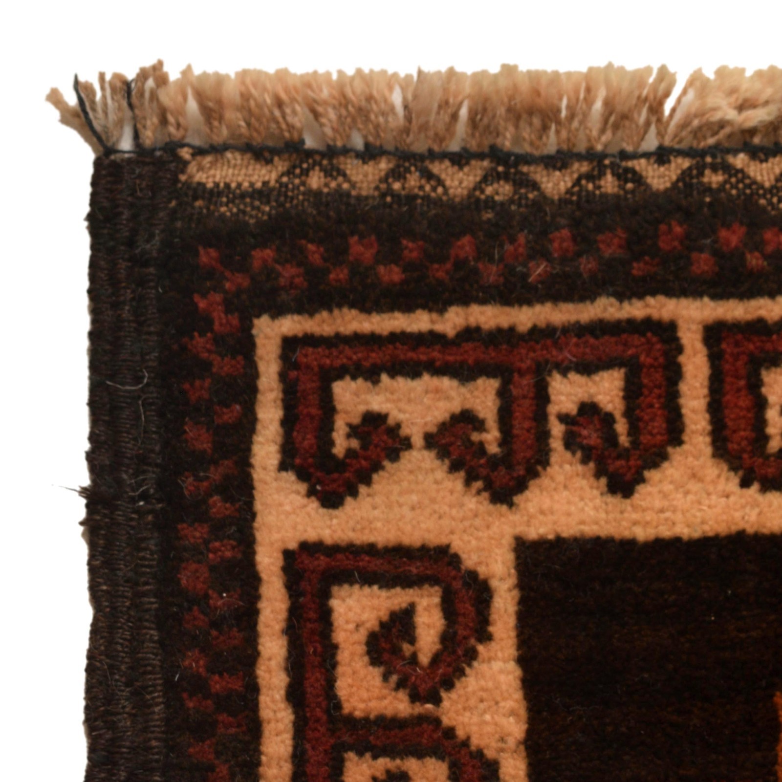 Deep Rust Hand Knotted Oriental Afghan Tribal Woolen Rug Carpet 3’8×6’2ft W35445