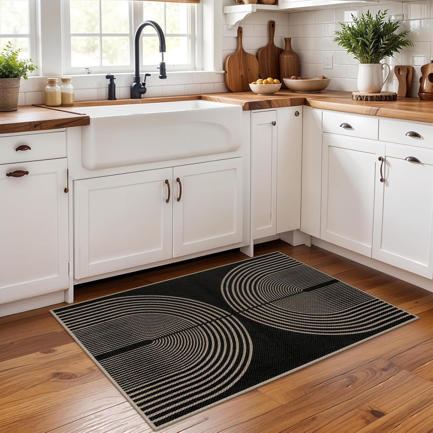 Rugalia Easy Jute Rainbow Entryway Rug, 2X3 Black Washable Non-Slip Indoor Outdo