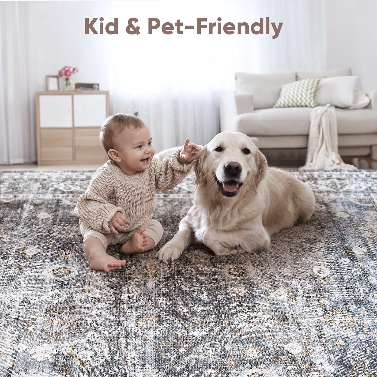 Large Living Room Area Rug – Soft & Non-Shedding