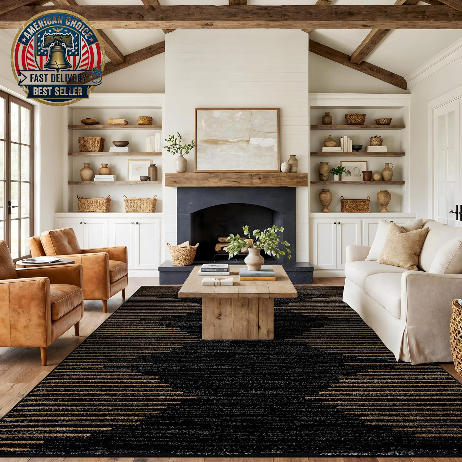 Bohemian Stripe Stain Resistant High Traffic Living Room Kitchen Bedroom Dining