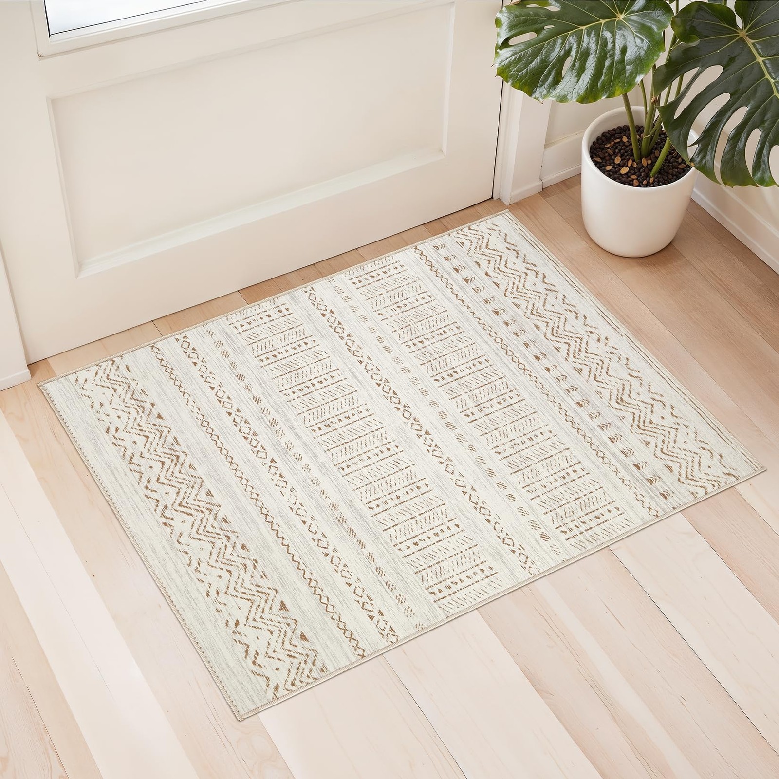Washable Entryway Rug 2×3 Soft Indoor Stain Resistant Non-Slip Backing – Boho
