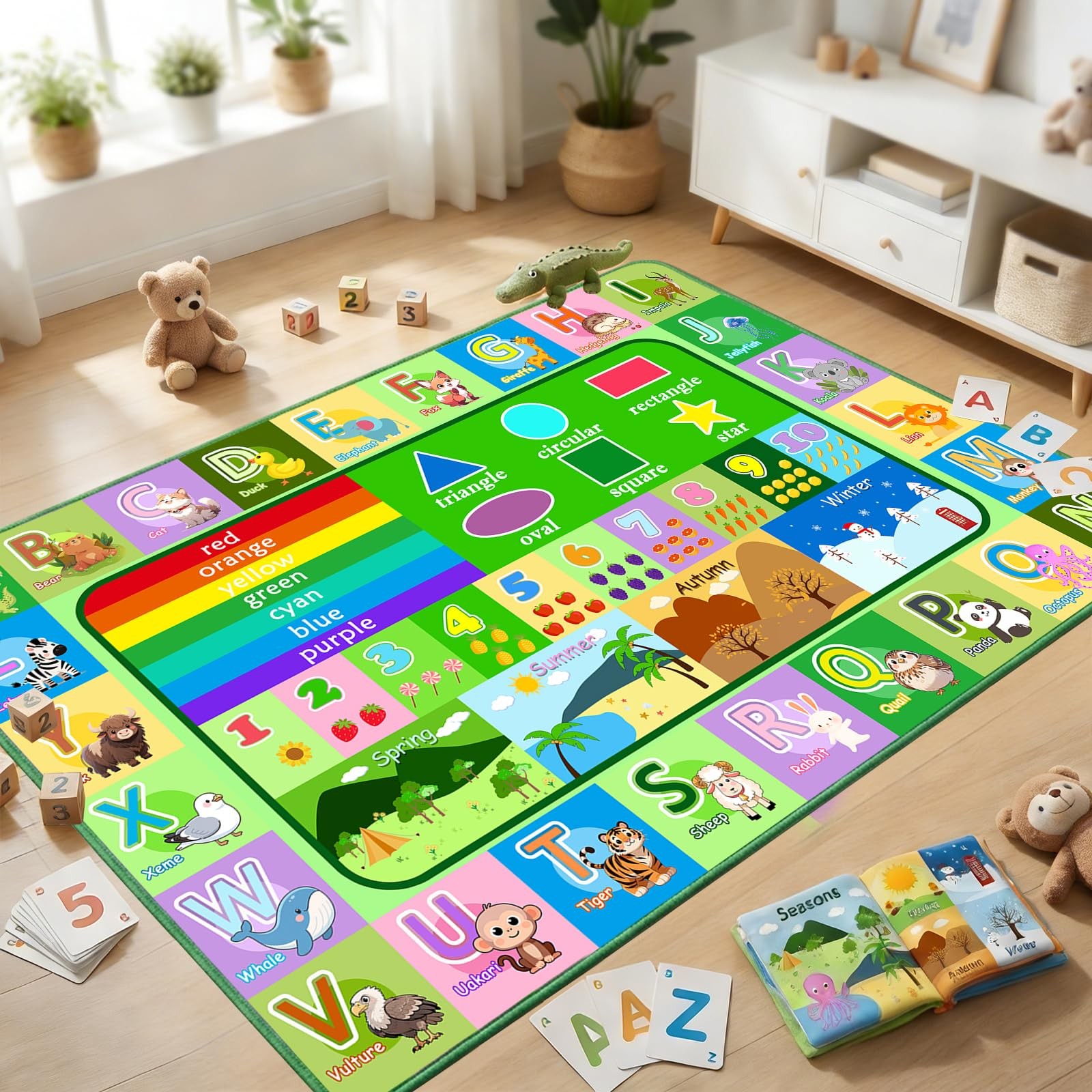 Kids Rug 2.5×4 Feet Non-Slip Educational ABC Area for Playroom – Learning Carpet