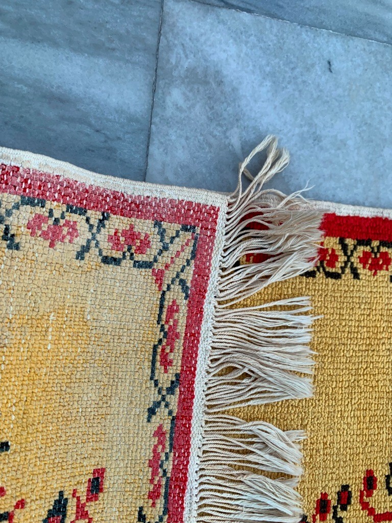 Vintage Afghan Handmade Oushak Design Medallion Bukhara Home Décor Rug 69×55 cm