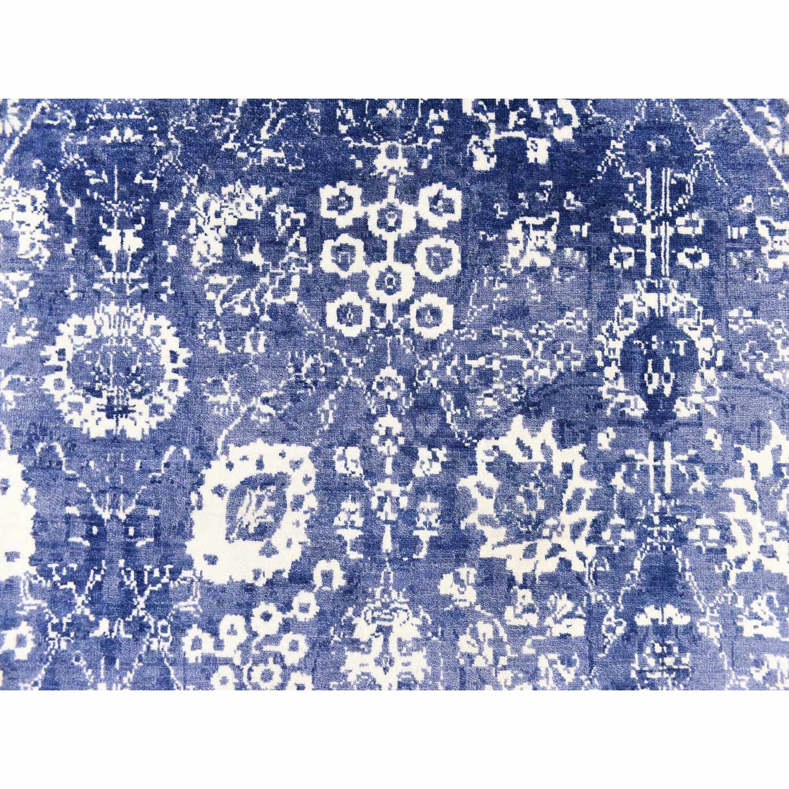 6’2″x6’2″ Blue Tone On Tone Tebraz Design Wool and Silk Hand Knotted Round Rug