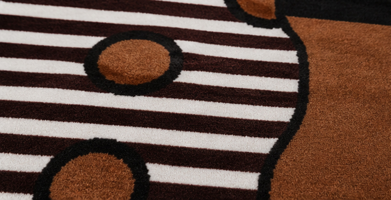 Handmade Area Rug, Brown Beige Black Living Room Carpet, Mid Century Floor