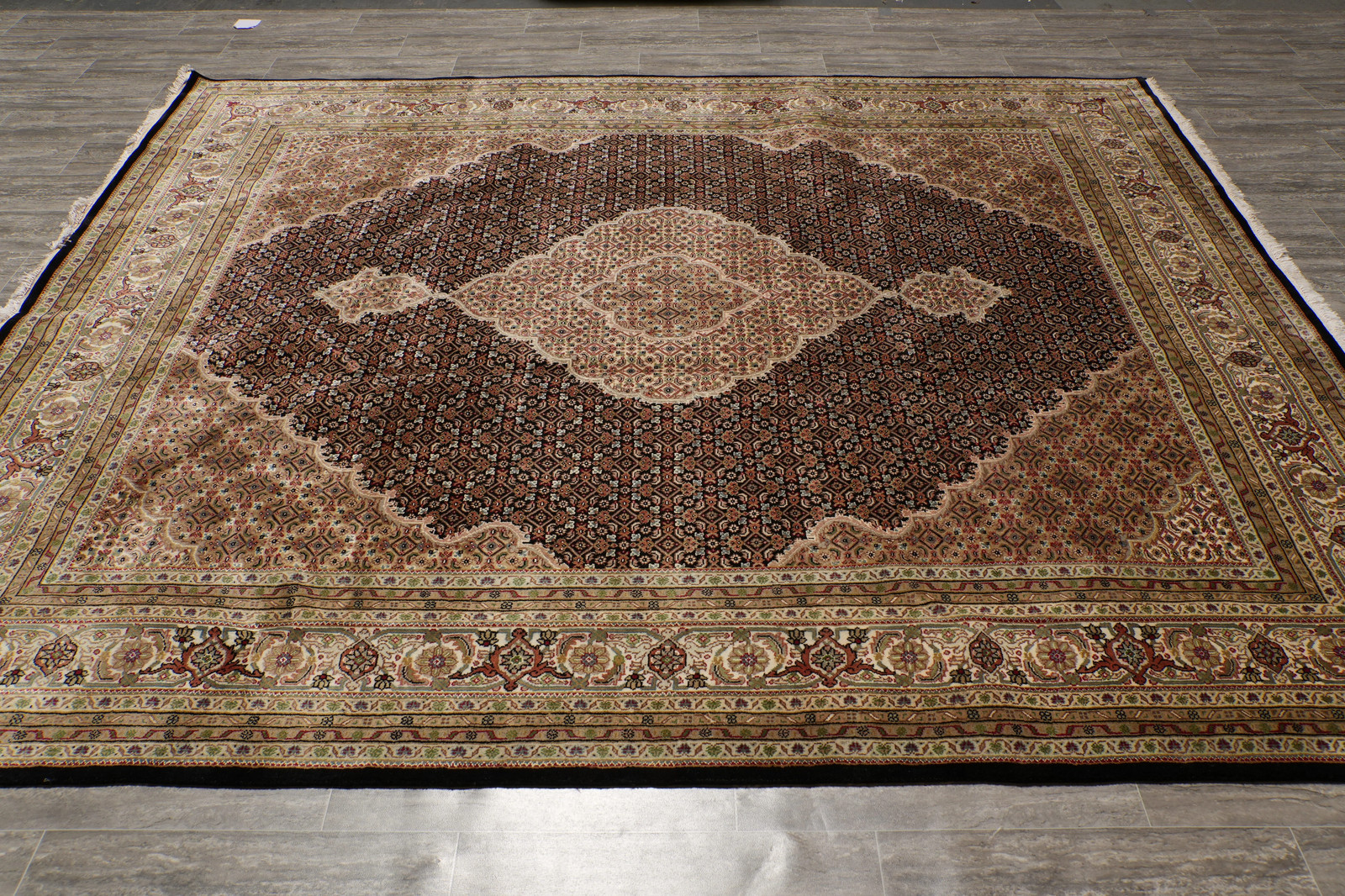8.2 x 10.2 Tabriiz Mahii Handmade Wool And Silk Quality Rug #F-4475
