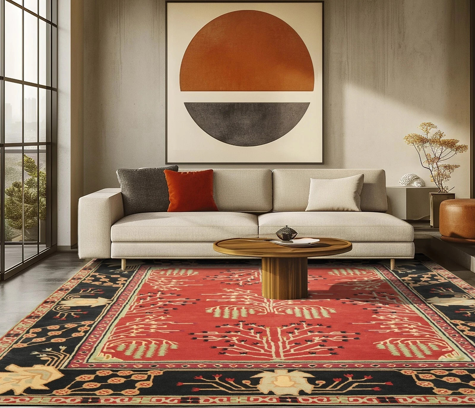 LoomBloom Multi Size Coral Handmade Donegal Art & Crafts Wool Area Rug Carpets