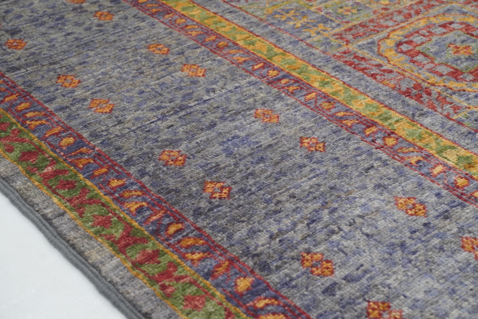 5×7 ft Gray Mamluk Afghan Hand Knotted Wool Medallion Rug