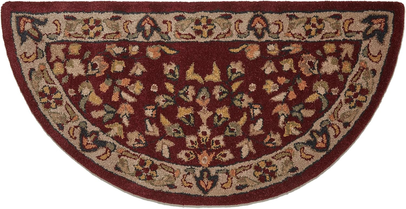 R-2000 44″ Hand-Tufted Hearth Rug – Red/Beige, Heat & Spark Protection