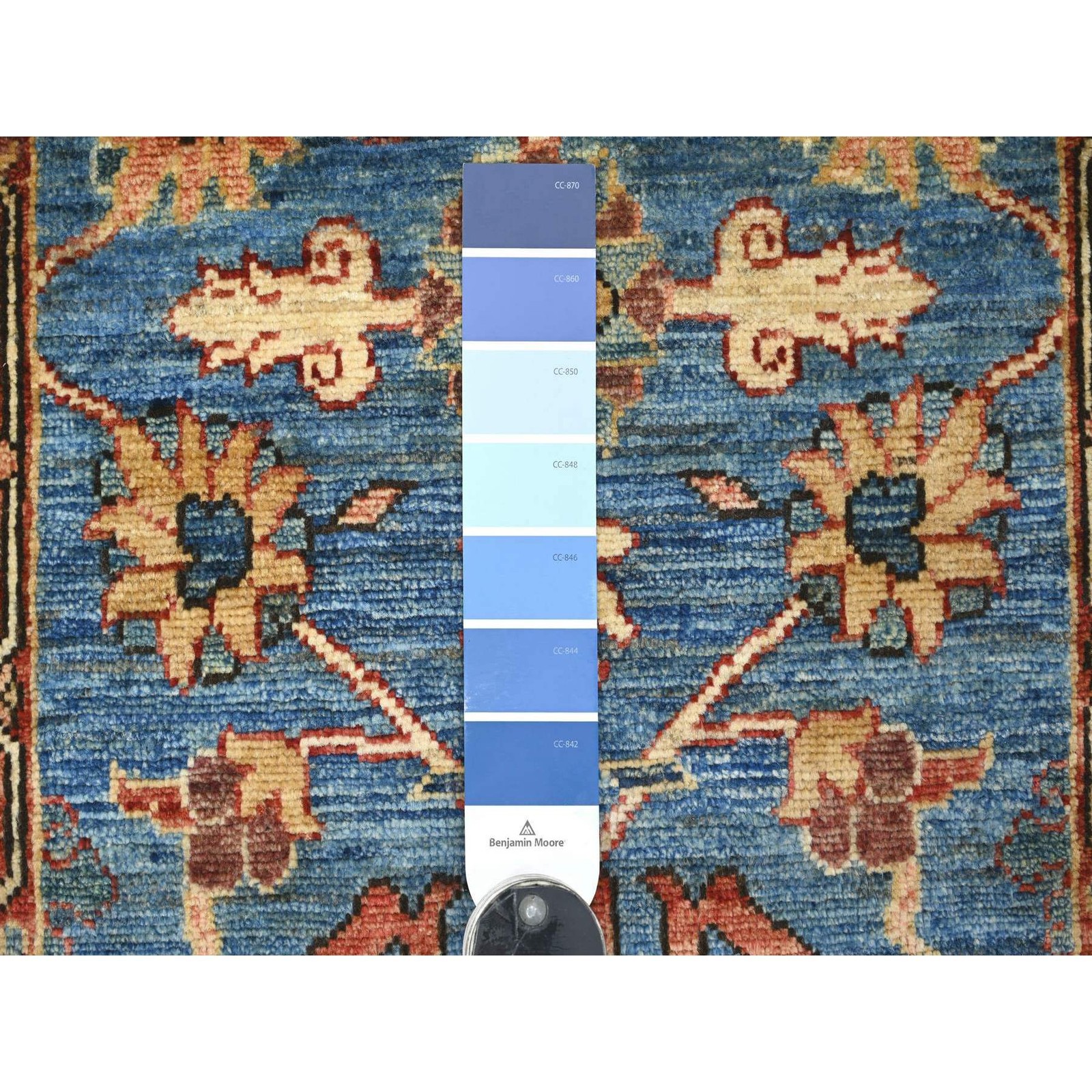 2’1″x6’1″ Blue Heris All Over Design Soft Wool Hand Knotted Runner Rug 22823