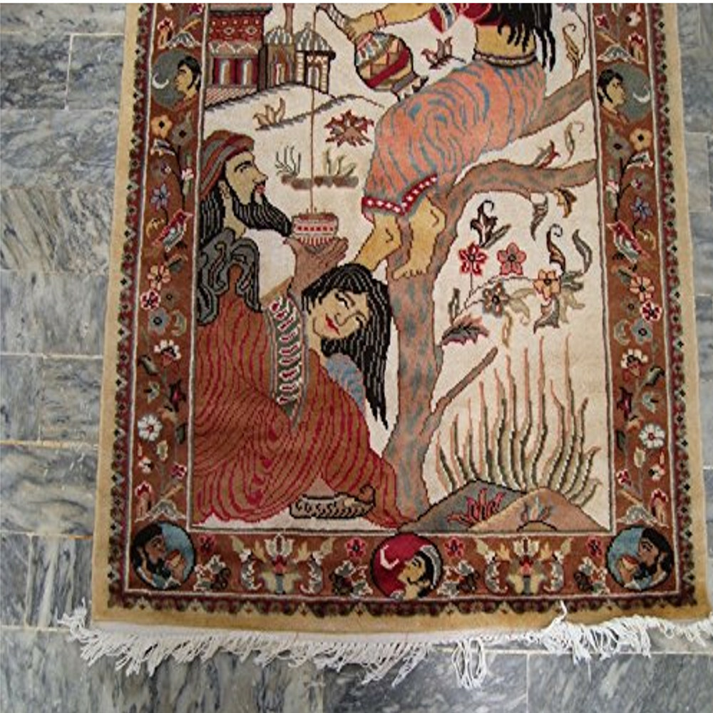 Area Rug Umre Khayam King Queen Love Story Hand Knotted Wool Silk Carpet(5 x 3)’