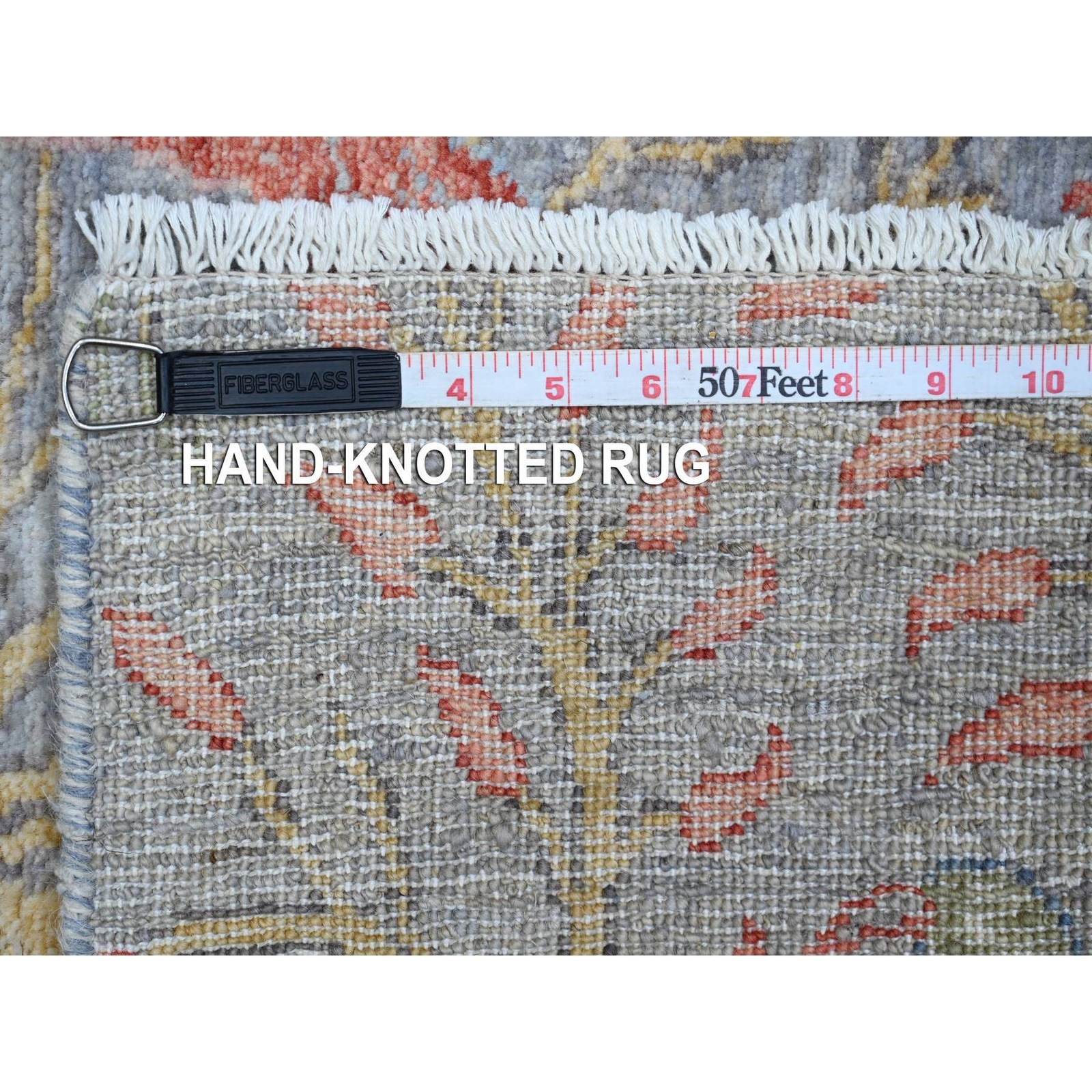 2’6″x5’10” Wales Gray Hand Knotted Peshawar Birds Paradise Wool Round Rug R89162