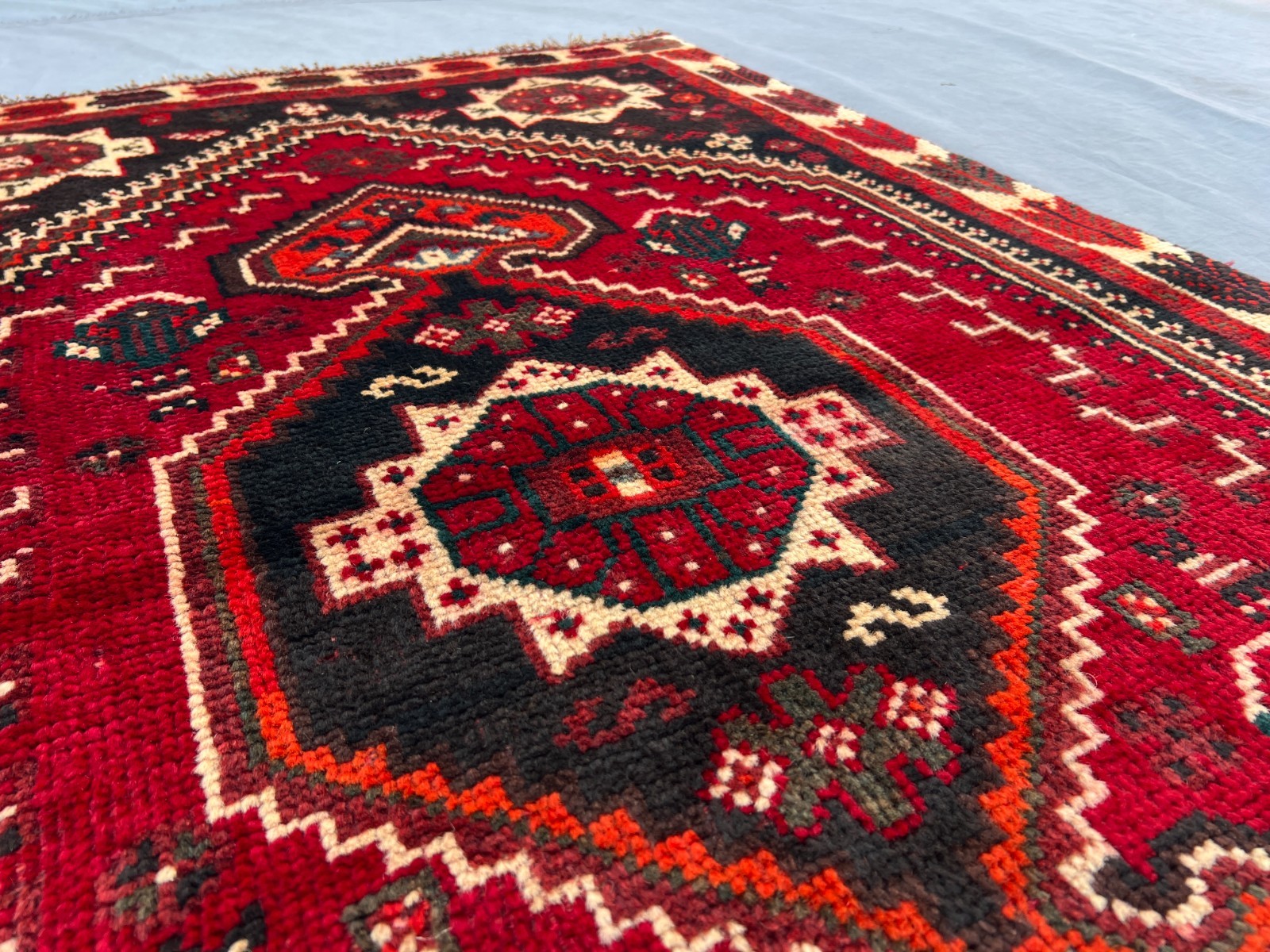 3’2×5’5 Ft Vintage Afghan Baluchi Hand Knotted Wool Tribal Medallion Design Rug