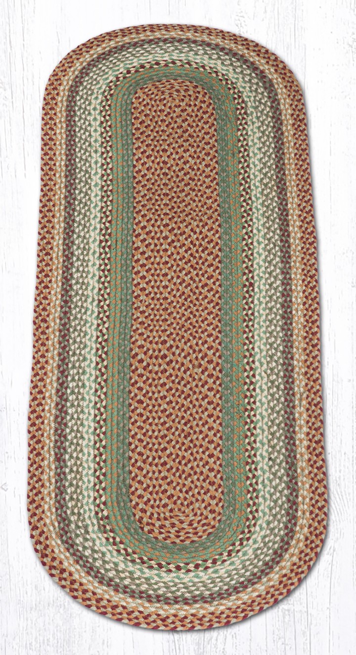 Earth Rugs C-413 Buttermilk Cranberry Oval Braided Rug 2 Feet X 6 Feet