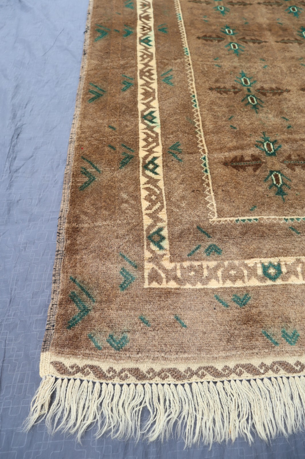 Terracotta Rug 3’8×6’3 ft Afghan Handmade Neutral Rug- Gray Caucasian Rustic Rug
