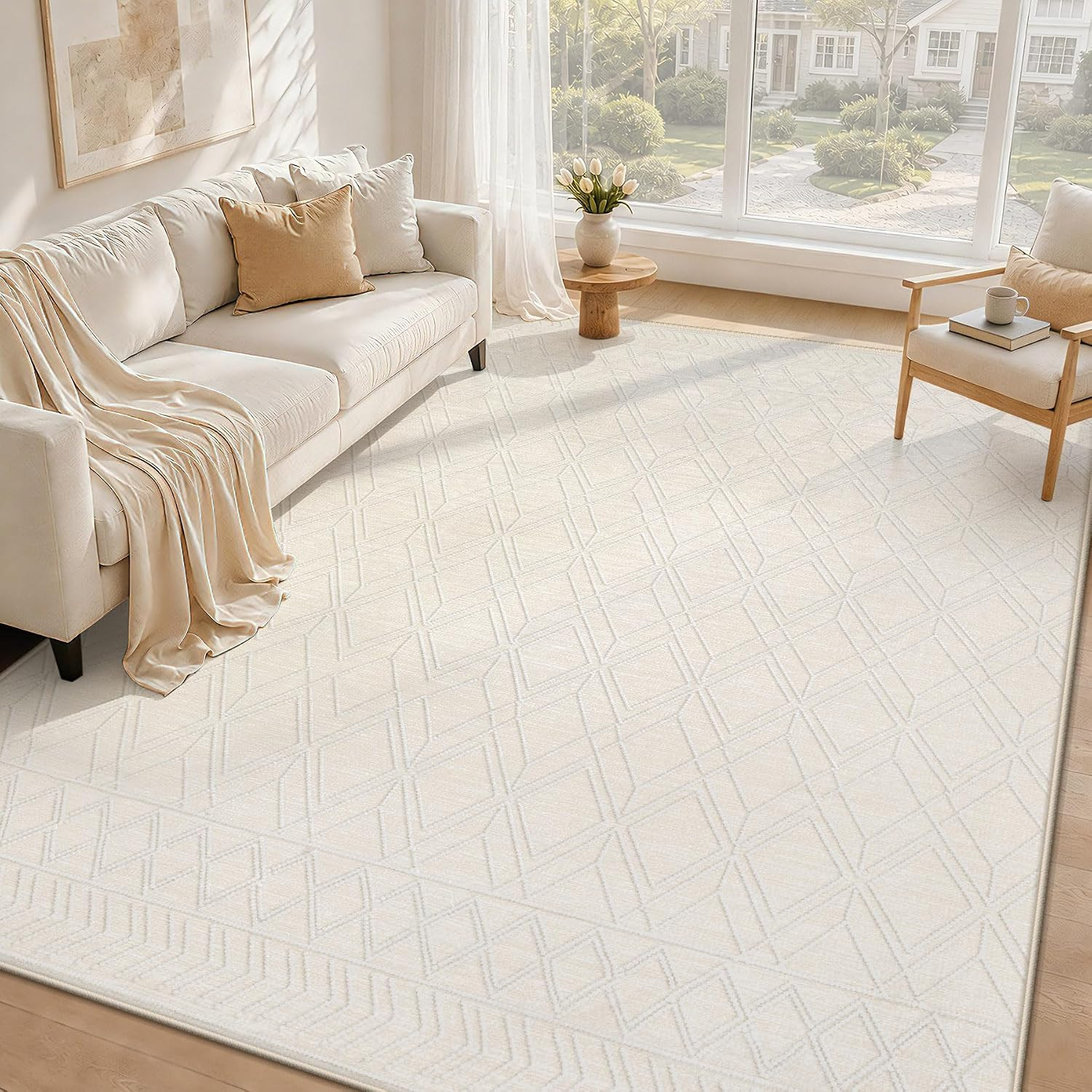 5X7 Area Rugs Washable Rug: Geometric Moroccan Farmhouse Rugs Large Living Room