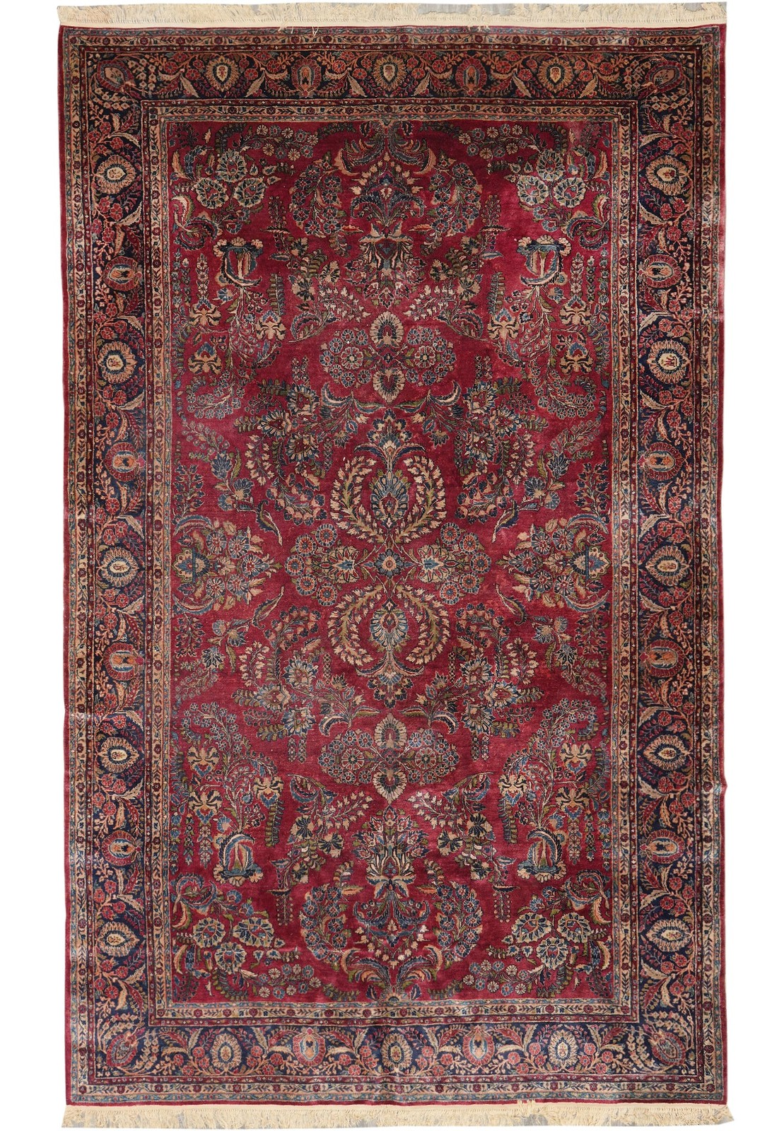 10 x 16 Antique Perrsian Sarouuk Mohajeraan Rug Burgundy Mahogany 1930’s