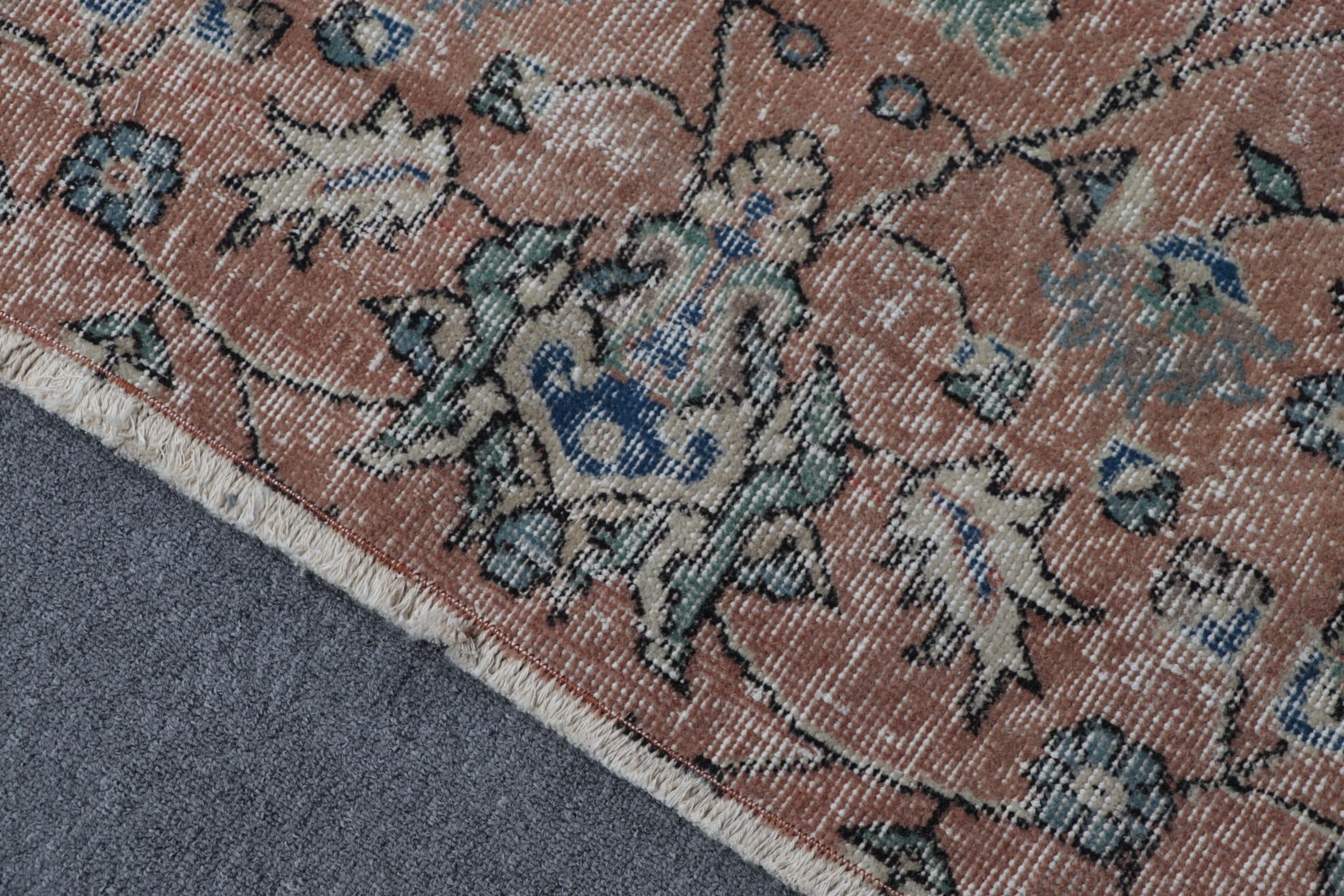 4,2×7,7 ft Turkish Rug, Vintage Area Rug, Brown Blue Oriental Rug