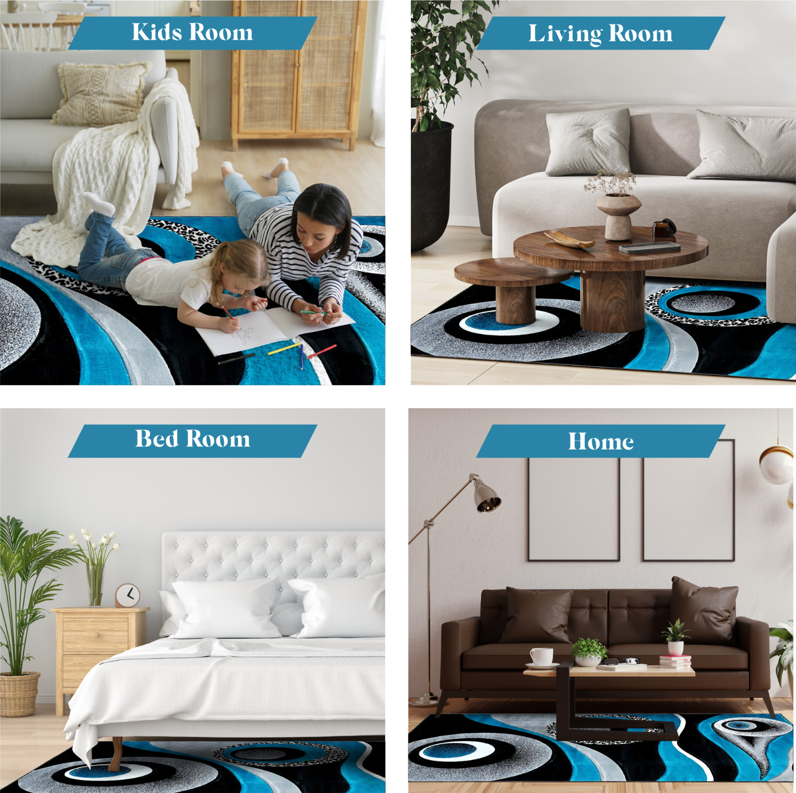 Premium Hand Carved Thick Plush Pile Modern Abstract Contemporary Geometric Rug